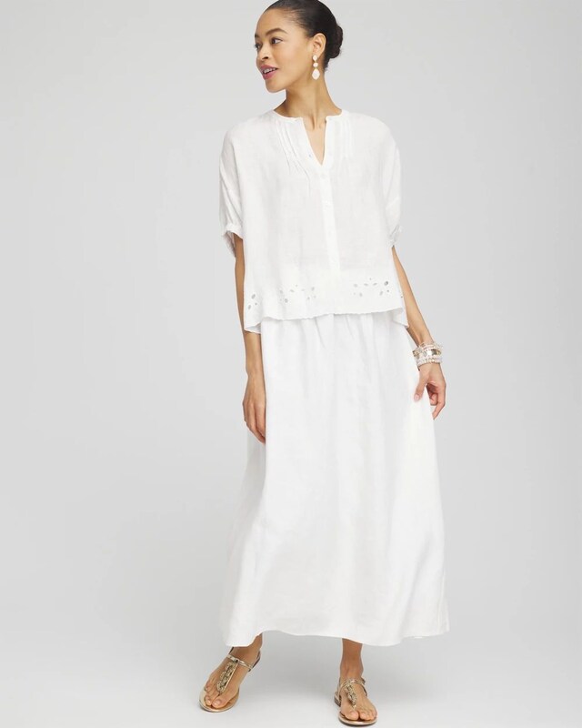Pintuck Dolman Sleeve Linen Shirt - image 2